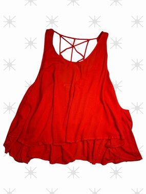 Glamorous Red Strappy Back Flowy Layering Tank sz L